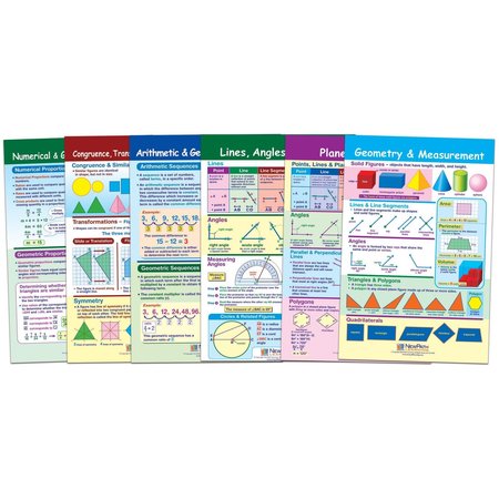 NEWPATH LEARNING Math Bulletin Board Chart Set, Geometry, Set of 6 93-6501